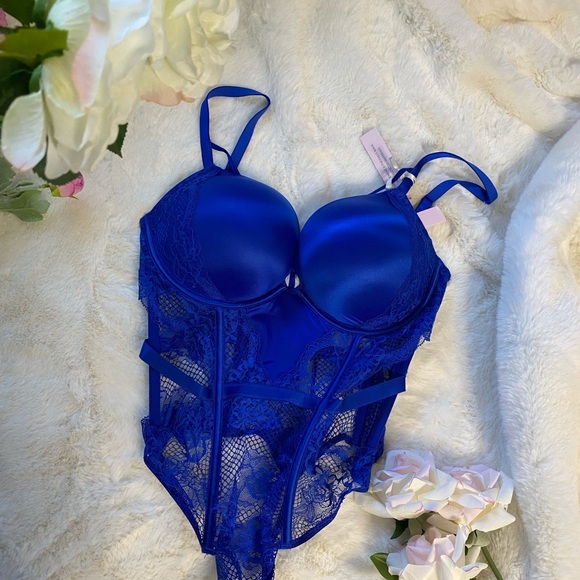 Victoria's Secret Other - Sexy Royal Lingerie Blue Lace Push up One peice Bodysuit
